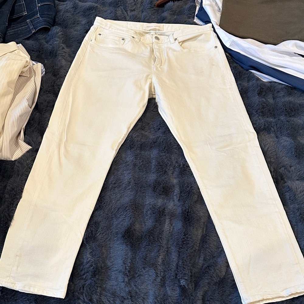 Jeanerica Cream Straight-Leg Jeans